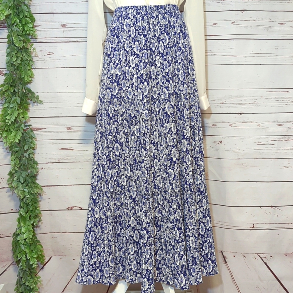 Vintage Loomtog Loomtogs Cottagecore Prairie Floral Pleated Maxi Skirt XS‎ Small